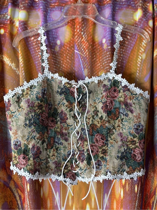 SHEIN Tops - ✨SHEIN✨Floral Lace-Up Corset Top